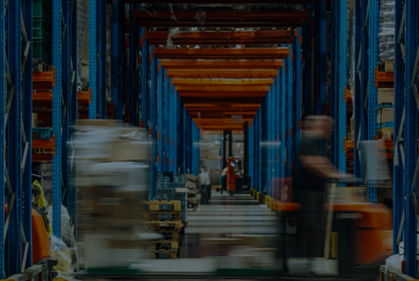 Warehouse storage aisle supporting retail marketing supply chain execution